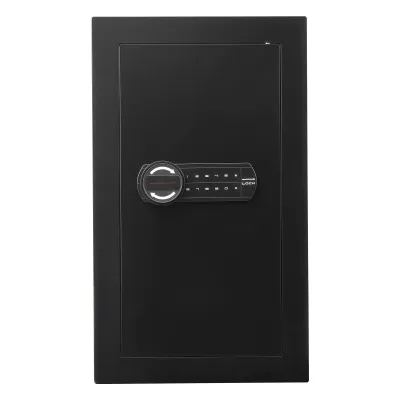 Wall Safe, 3-Tier Hidden Wall Mounted Safe with Password & Key, Q235 Cold-Rolled Steel In-Wall Box with LED Lighting, 2 Adjustable Shelves & 5 Key Holders for Money, Jewelry, Passport, Black