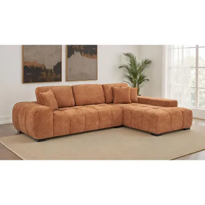 Plather Orange Sectional Sofa