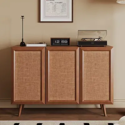 Entryway Storage Media Console Farmhouse Tv Stand Accent Buffet Sideboard Cabinet With Doors and Shelves