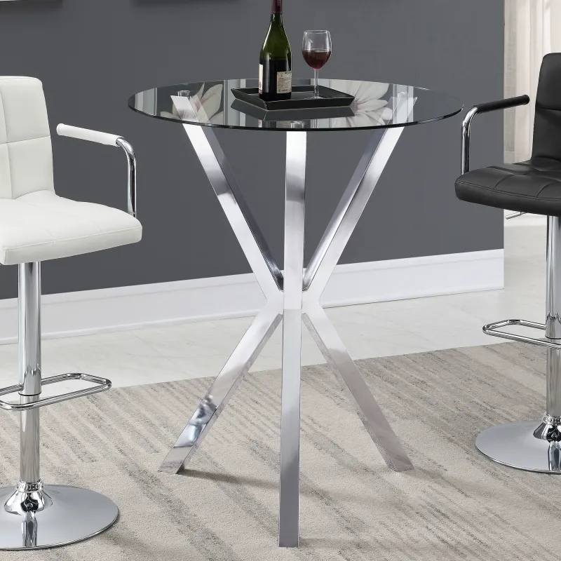 Fraser Chrome 35-inch Glass Top Bar Table