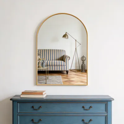 20x30 Inch Gold Metal Framed Arched Bathrrom Mirror for Wall.(W2203134108)
