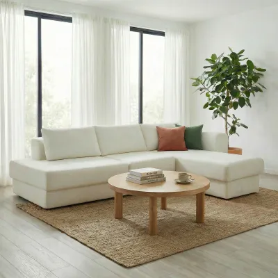 L-shaped Modular Sofa 113" Modular Sectional Sofa Corner Sofa Couch with  Double Layer Cushions for Living Room, Beige