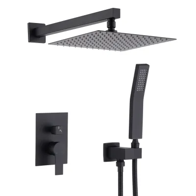 12 Inch Ceiling Mount Brushed Nickel Shower System Bathroom Luxury Rain Mixer Shower Combo Set Ceiling Rainfall Shower Head System