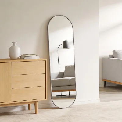 Silver 63 x 20IN Pill Shaped Full Lenghth Mirror or Bathroom mirror