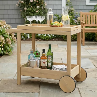Saratoga Outdood Rolling Bar Cart
