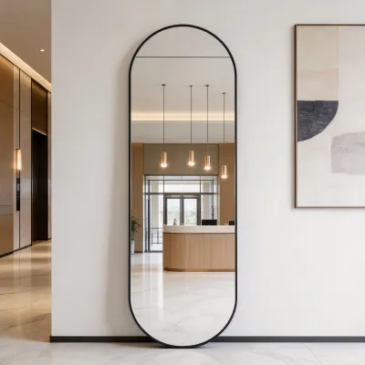Black 63 x 20IN Pill Shaped Full Lenghth Mirror or Bathroom mirror