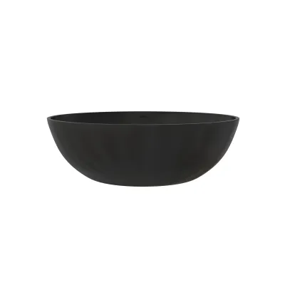 67" Solid Surface Soaking Bathtub, Matte Black Deep Soak Freestanding Tub With Acrylic Shelf