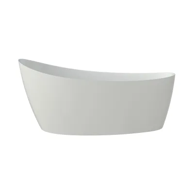 Matte White 65" Solid Surface Soaking Bathtub, Bathroom Deep Soak Freestanding Tub