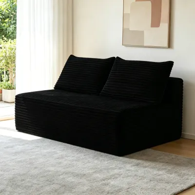 58-inch 2 seat median  longue with plush black velvet, cup holder, flexible matching, mainly for living room use.