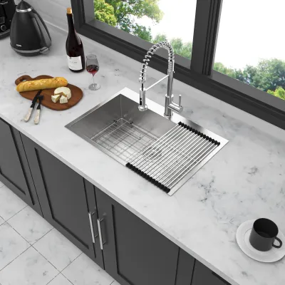 33 x 22 x 9 inch Kitchen Sink Drop In 16 Gauge Stainless Steel 33" Single Bowl Topmount Kitchen Sink Basin