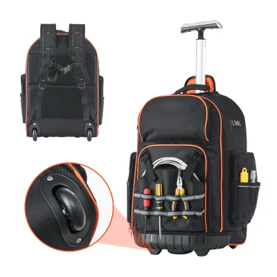 Rolling Tool Backpack 72 Pockets Heavy Duty Roller Tool Bag on Wheels