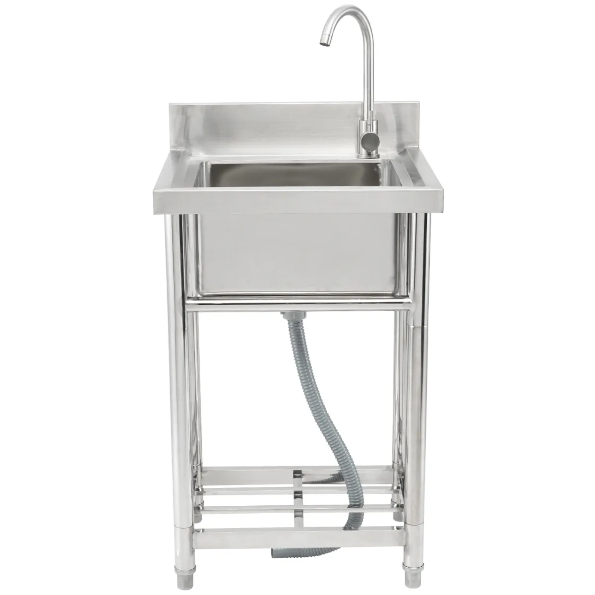 Stainless Steel Utility Sink, 1 Compartment Free Standing Small Sink Include Faucet & legs, 16 x 13 x 8.7 in Commercial Single Bowl Sinks for Garage, Restaurant, Kitchen, Laundry