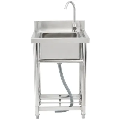 Stainless Steel Utility Sink, 1 Compartment Free Standing Small Sink Include Faucet & legs, 16 x 13 x 8.7 in Commercial Single Bowl Sinks for Garage, Restaurant, Kitchen, Laundry