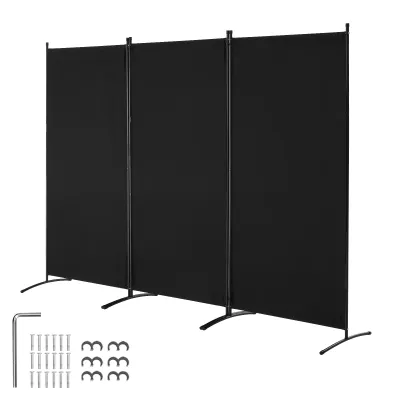 Room Divider, 3 Panel Room Divider, Folding Privacy Screen and Portable Partition Divider for Room Separation, Freestanding Room Partitions for Office, Bedroom, Living Room, Black