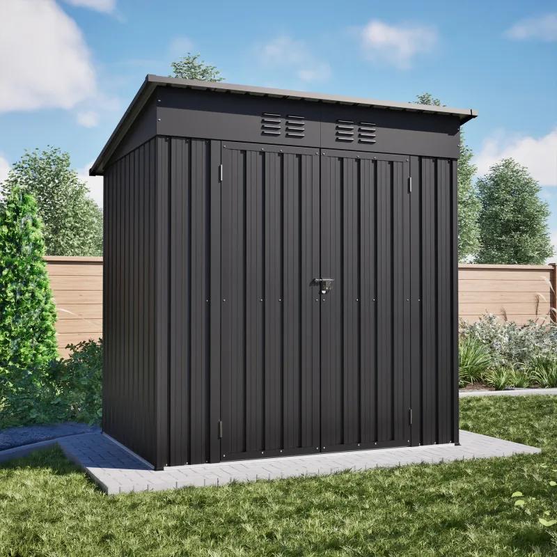 6 x 4 ft Outdoor Storage Shed, All Weather Tool Shed for Garden, Backyard, Lawn, Black