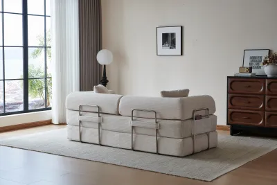 78.8" Compression Sofa,Convertible Floor Sofa Bed-with Pillow Back Support Armrest,Comfy Futon Couch Sleeper Bed,Loveseats Boneless Modular Sectional Sofa,Corduroy fabric,for Living Room,Bedroom,off-w