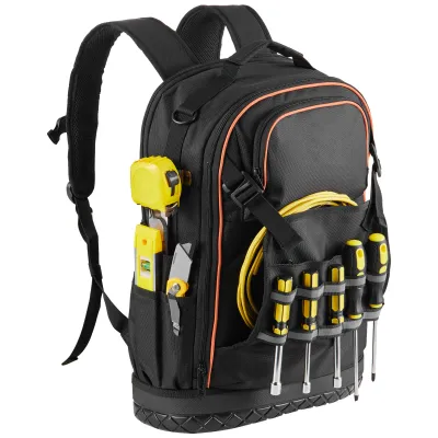 Tool Backpack with Tools 65 Pockets Tear-resistant Jobsite Backpack