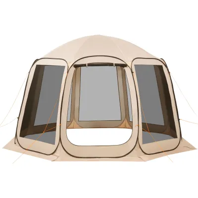 Screen House Tent, 12 x 11 ft, 10-12 Person Pop Up Screen Tent, Portable Screened in Canopy with Carry Bag, Netting Sides, Ground Stakes, for Garden, Patio, Backyard, Outdoor Activities, Beige