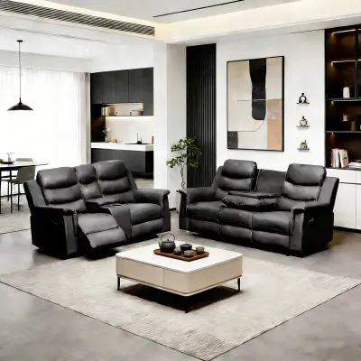 Reclining Loveseat with Middle Console Slipcover, Stretch Loveseat Reclining Sofa Covers (BLACK, 2 +3 Seat Recliner Cover with Console)