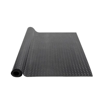 Diamond-Plate Rubber Flooring Roll, 3 mm x 4 ft x 6 ft Garage Floor Mat, SBR Rubber Garage Flooring Roll, Easy to Clean, Diamond Plate Rubber Mat for Under Cars, Garage Industry Gym, Black