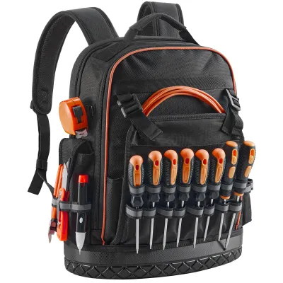 Tool Backpack 64 Pockets Tear-resistant Jobsite Backpack for Electrician