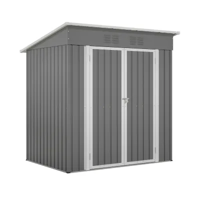 6'x4' Outdoor Metal Storage Shed for Garden Tools Lockable Door With Floor Frame