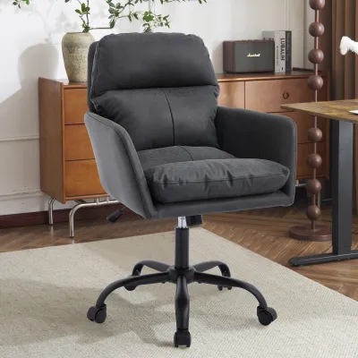 Artificial leather, PU leather, black base, adjustable in height, suitable for office, bedroom, dressing table and other environments. An office chair.Black