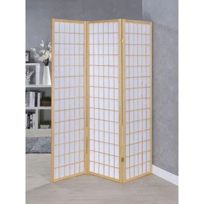 Porch & Den Natural 3-Panel Room Divider Folding Shoji Screen