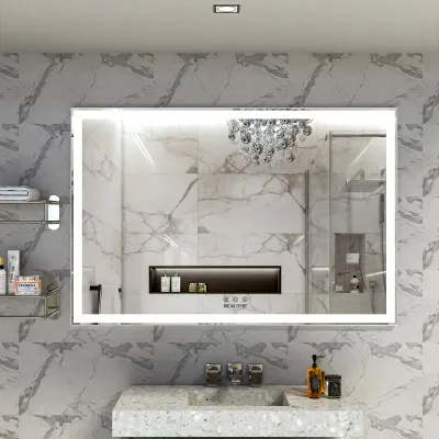 60x40 inch Oversized LED Bathroom Mirror Wall Mounted Mirror with 3 Color Modes  Aluminum Frame Large Wall Mirror for Bathroom