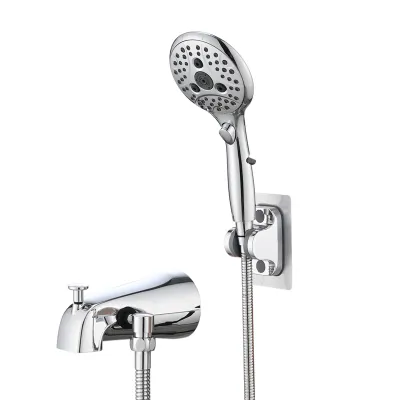 Lift-Up Diverter Bathtub Faucet with 6 Settings Handheld Shower in Chrome (Rough-in Valve Not Included)