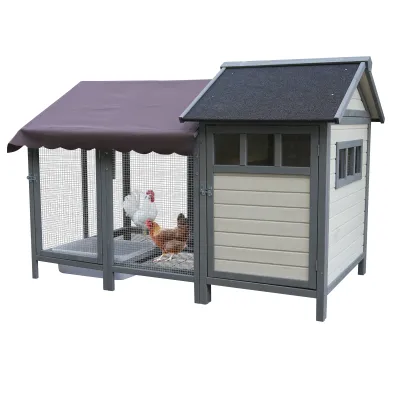 Large outdoor chicken coops, wooden chicken coops with brooding boxes, bird cages,Can accommodate 3 to 5 chickens  rabbit cages - black waterproof and sun-protective felt roofs (dark gray+ beige)