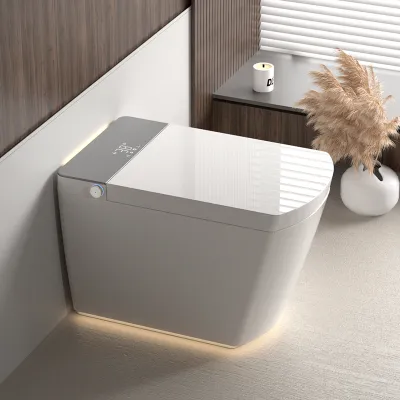 Modern integrated Smart toilet, Auto Open/Close lid, temperature heating seat, instant warm water cleaning, can automatically flush, remote control flush, foot sensing flush