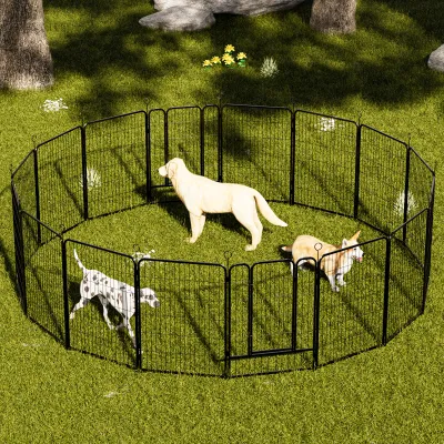Dog Playpen 40 Inch, 16 Panels  Heavy Duty Metal Pet Exercise Pen  Indoor Outdoor Fence Panels Rust-Resistant, Removable, Tool-Free Setup Anti-Skid, Expandable Design
