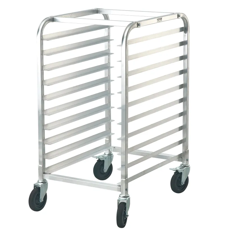 Bun Pan Rack, 10-Tier Commercial Bakery Racks with Brake Wheels, Aluminum Racking Trolley Storage for Half & Full Sheet, Speed Rack For Kitchen Home, Bread Baking Equipment, 26"L x 20.3"W x 39"H