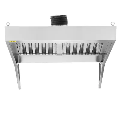 Commercial Exhaust Hood, 5FT Food Truck Hood Exhaust, 201 Stainless Steel Concession Trailer Hood with 2 Detachable U-shaped Grid Oil Filter Mesh, Rust Resistant Vent Hood for Kitchen Restaurant