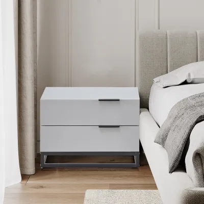 22" Grey white Nightstand with 2 Drawer , Small Dressers for Closet, Wood Storage Cabinet for Hallway Bedroom Entryway, Sofa Beside Table Drawer Chest