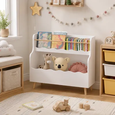 Kids Bookcaes, Children Book Organizer, toy Storage Cabinet Organizer, White
