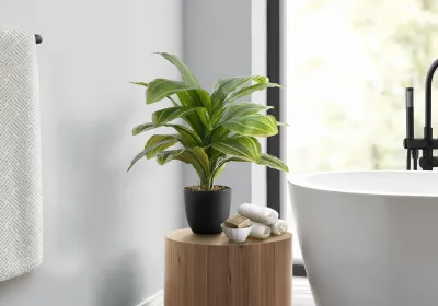 Artificial Plant, 17" Tall, Dracaena, Indoor, Faux, Fake, Table, Greenery, Potted, Real Touch, Decorative, Green Leaves, Black Pot