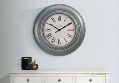Clocks, 30" Round, Large Oversized, Wall Clock, Antique Blue, Transitional