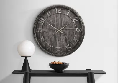 Clocks, 30" Round, Large Oversized, Wall Clock, Brown, Transitional