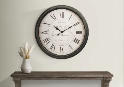 Clocks, 30" Round, Large Oversized, Wall Clock, Brown, Transitional
