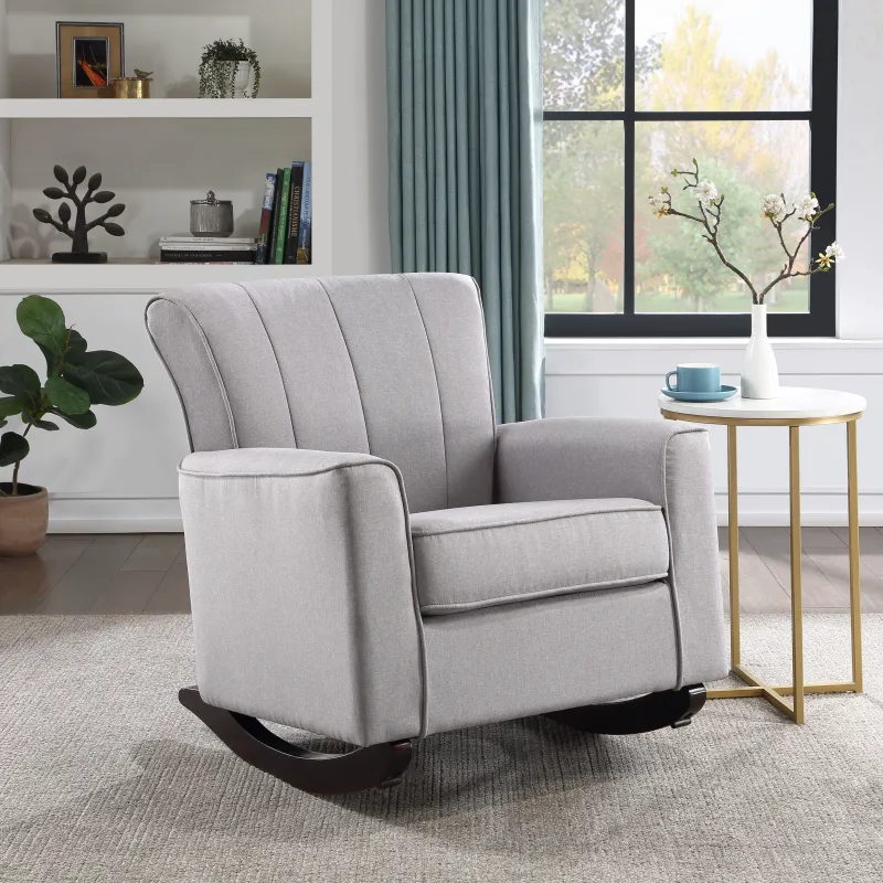 Denzell Light Gray Linen Rocking Chair