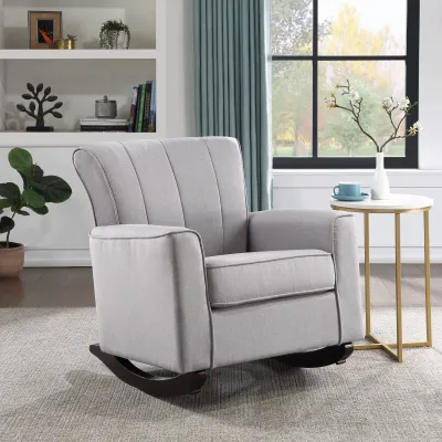 Denzell Light Gray Linen Rocking Chair