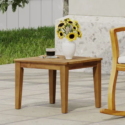 Hampton Outdoor Acacia Wood Side Table, 20 "W x 20 "D x 15.75 "H,