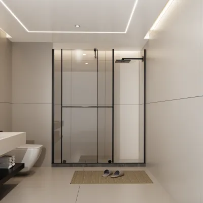 Glass Shower Door, 30 - 60 in.W x 72 in.H Shower Sliding Door Walk-in Shower Screen Dual Usage,1/4 Inch Thick Glass Panel with Stainless Steel Handle, Supporting Bar, Black