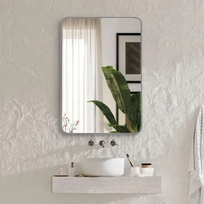 22x30 Inch Silver Metal Framed Rectangular Bathrrom Mirror for Wall.(W2203P183126)