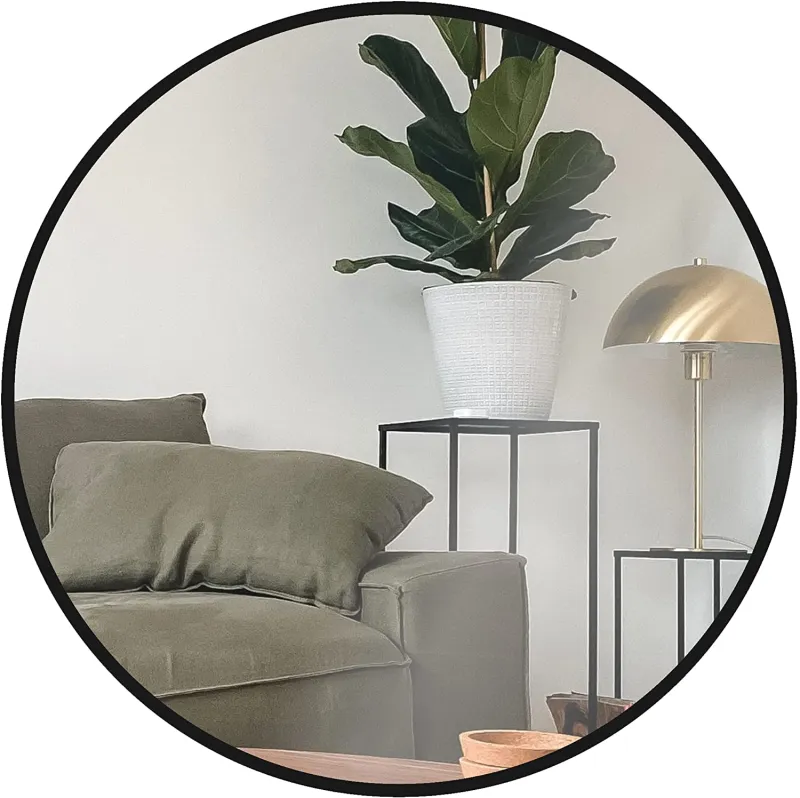 24 Inch Black Metal Framed Round Bathrrom Mirror for Wall.(W2203P182012)