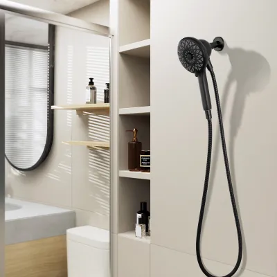 High Pressure Shower Heads 6 Spray Mode, Magnetic Shower Head for Bathroom, Matte Black Handheld Shower with 60 inch Stainless Steel Hose