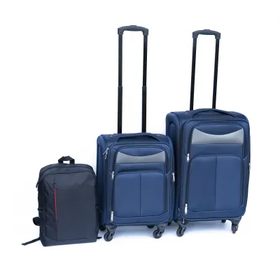 (20+24) Travel case two-piece suitcase set Oxford trolley case without password lock universal wheel + Oxford cloth backpack  BLUE