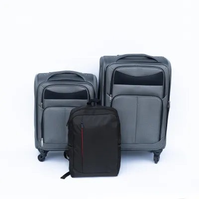 (20+24) Travel case two-piece suitcase set Oxford trolley case without password lock universal wheel + Oxford cloth backpack  GRAY